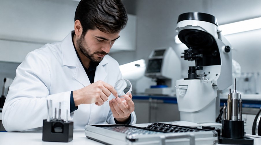 oculista trabalhando na ótica